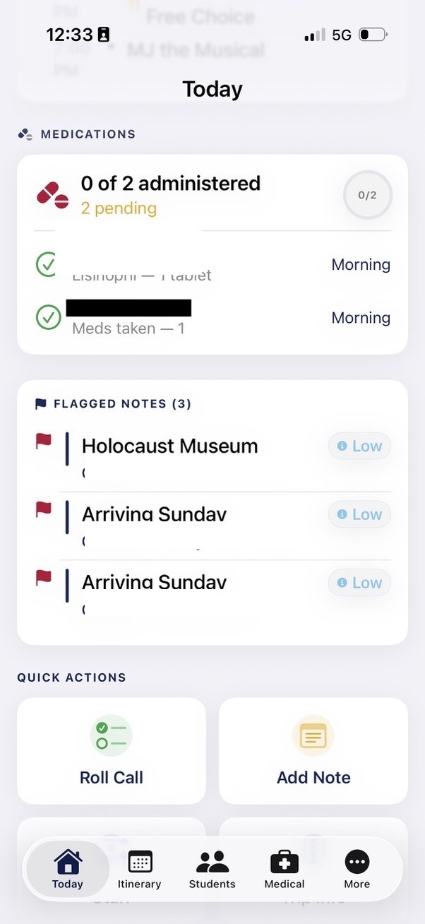 Staff Management iOS app medication management screen